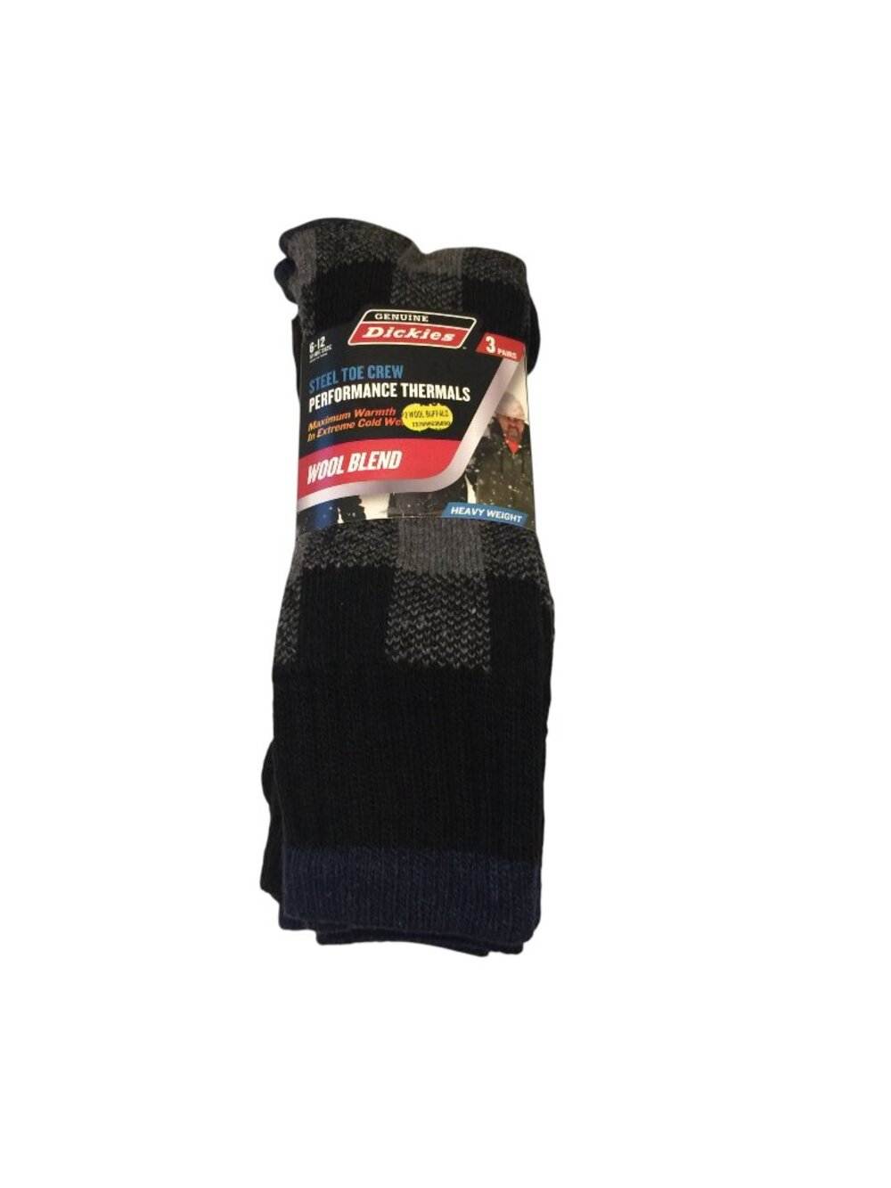 DICKIES Steel Toe Wool Blend Performance Crew Socks Thermals Men's 6-12